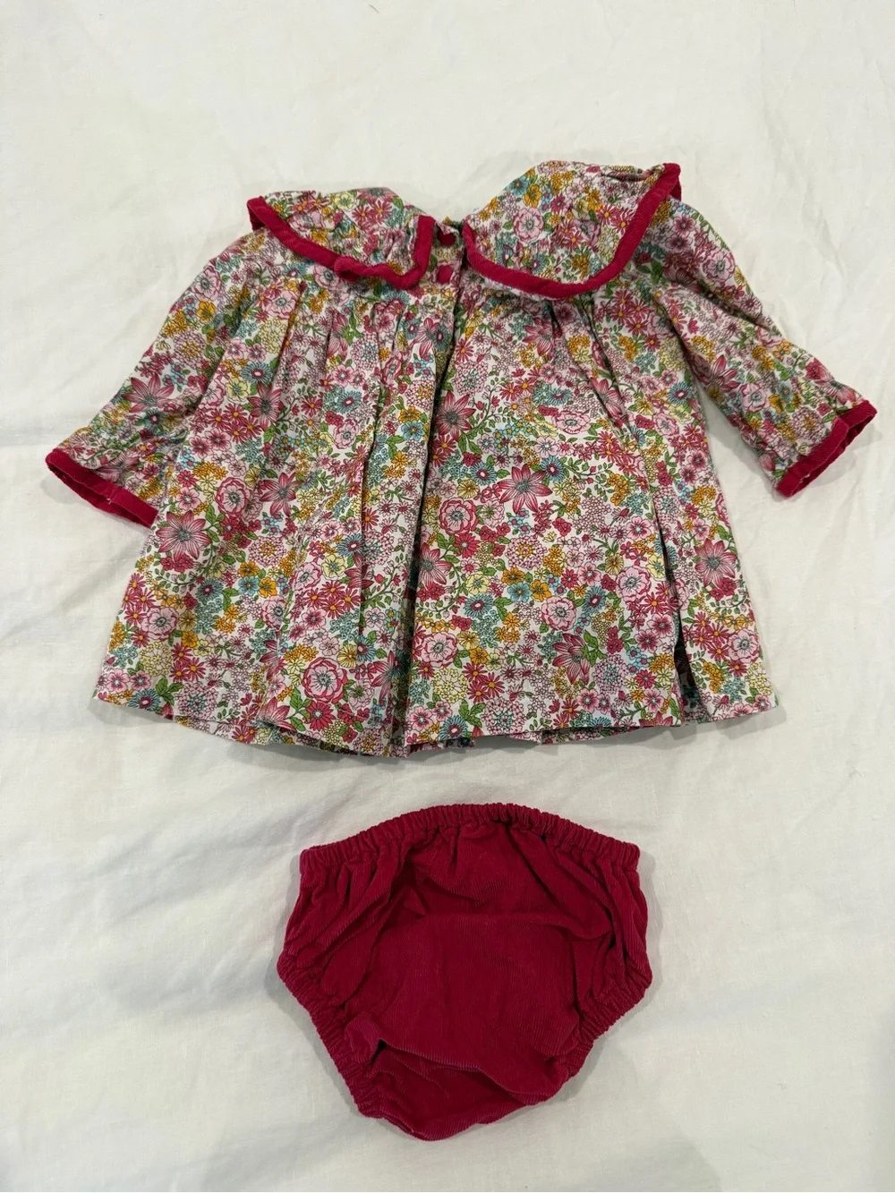 The Oaks Apparel - Layla Raspberry Floral Bloomer Set - Sz 12 m